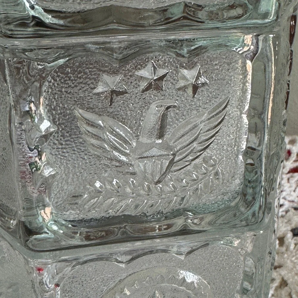 Vintage Tiara Amberina Style Clear Glass 3 Tier Eagle Star Stacking Canister Set